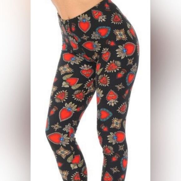 NWT! EEVEE BRUSHED JEWELED HEARTS LEGGINGS. O/S - Picture 2 of 7